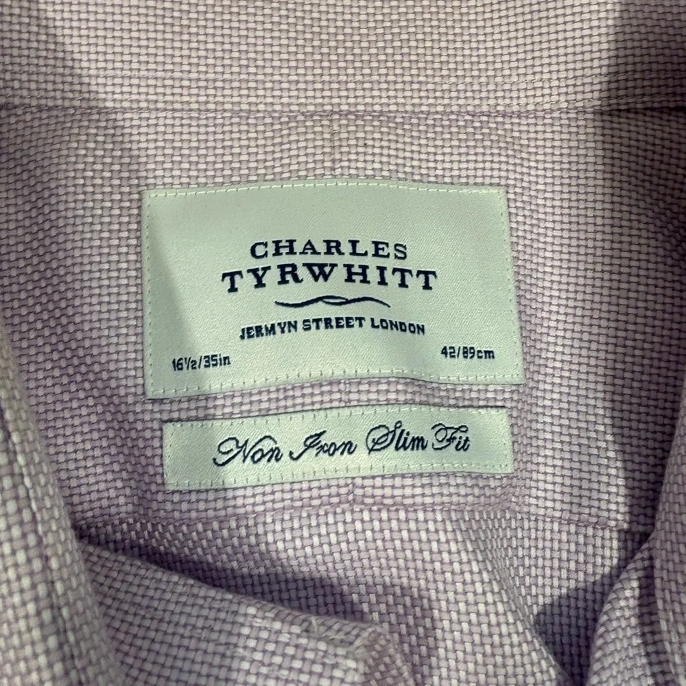 Charles Trywhitt Men’s Burlington Weave Button Down Dress Shirt Purple  16.5/35” - Picture 5 of 6